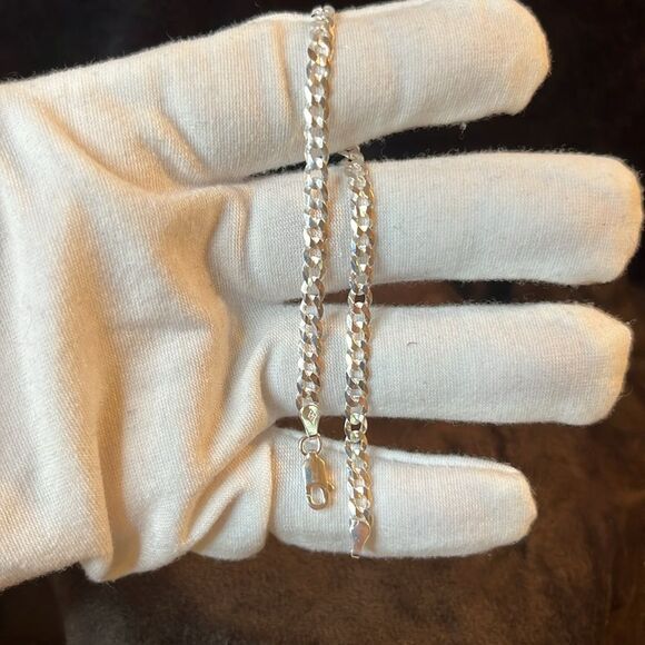 925 Italian Sterling Silver Cuban Link Bracelet 7.5” - Picture 3 of 9